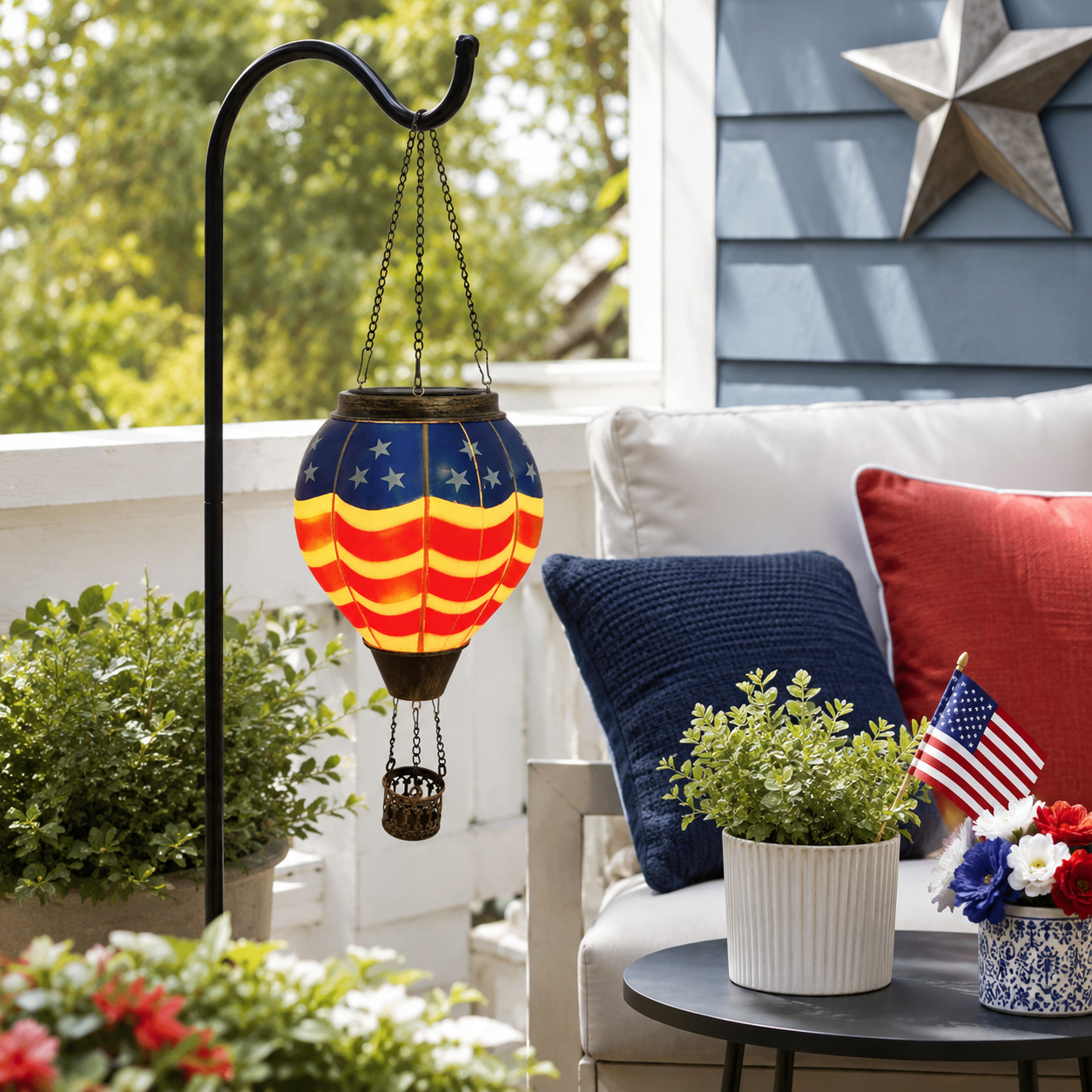 American Flag Hot Air Balloon Solar Lantern