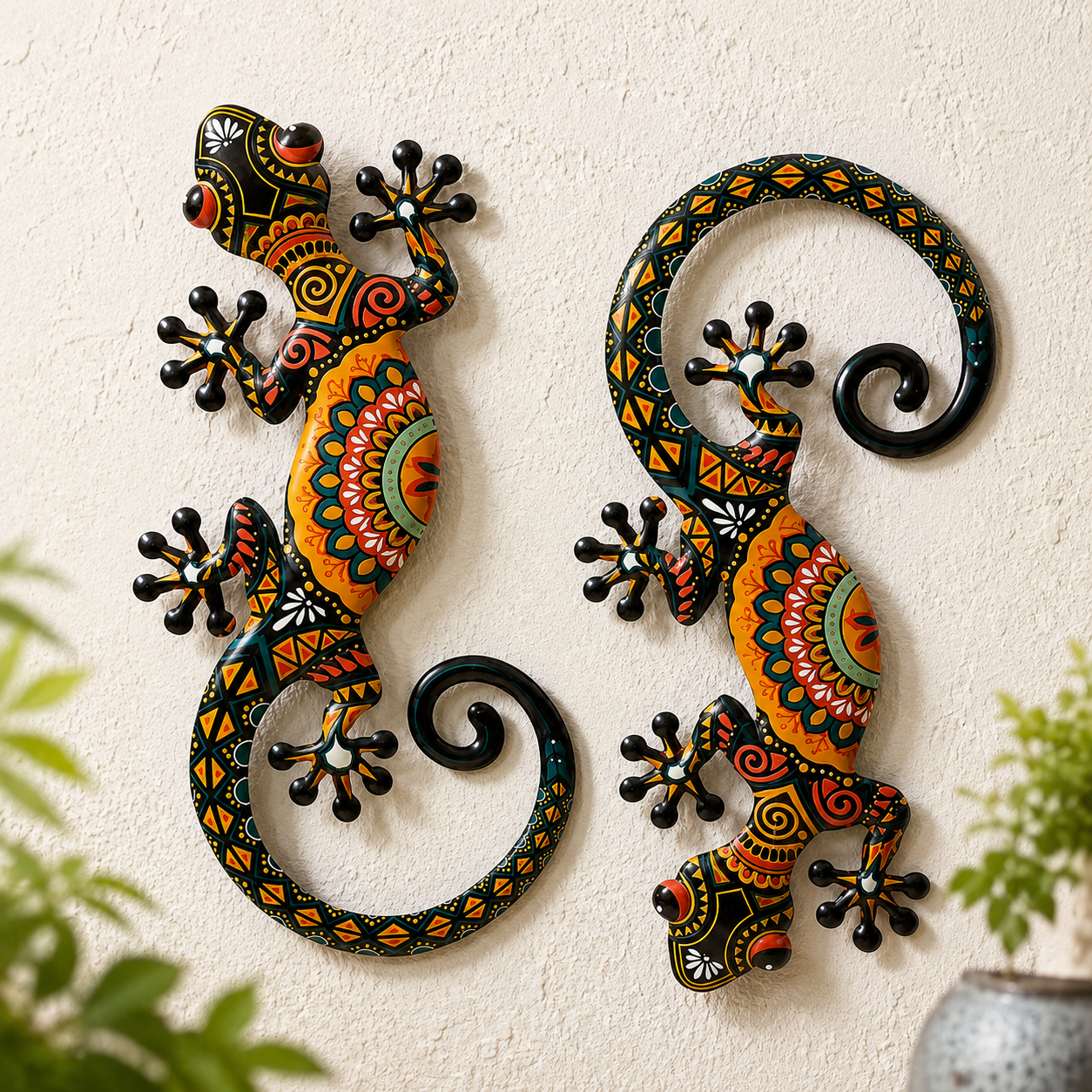 Metal Gecko Wall Decor Set of 2