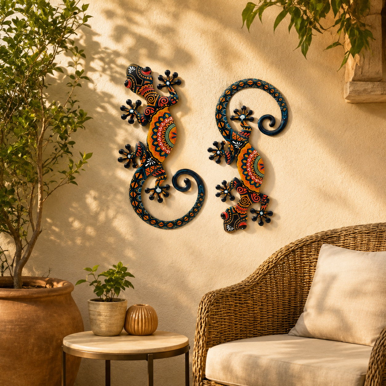 Metal Gecko Wall Decor Set of 2