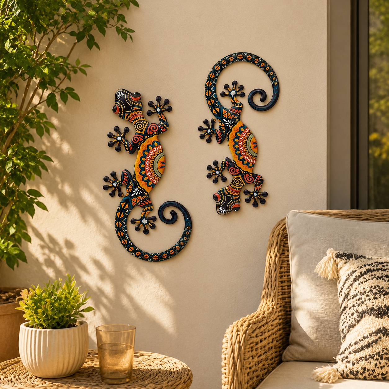 Metal Gecko Wall Decor Set of 2