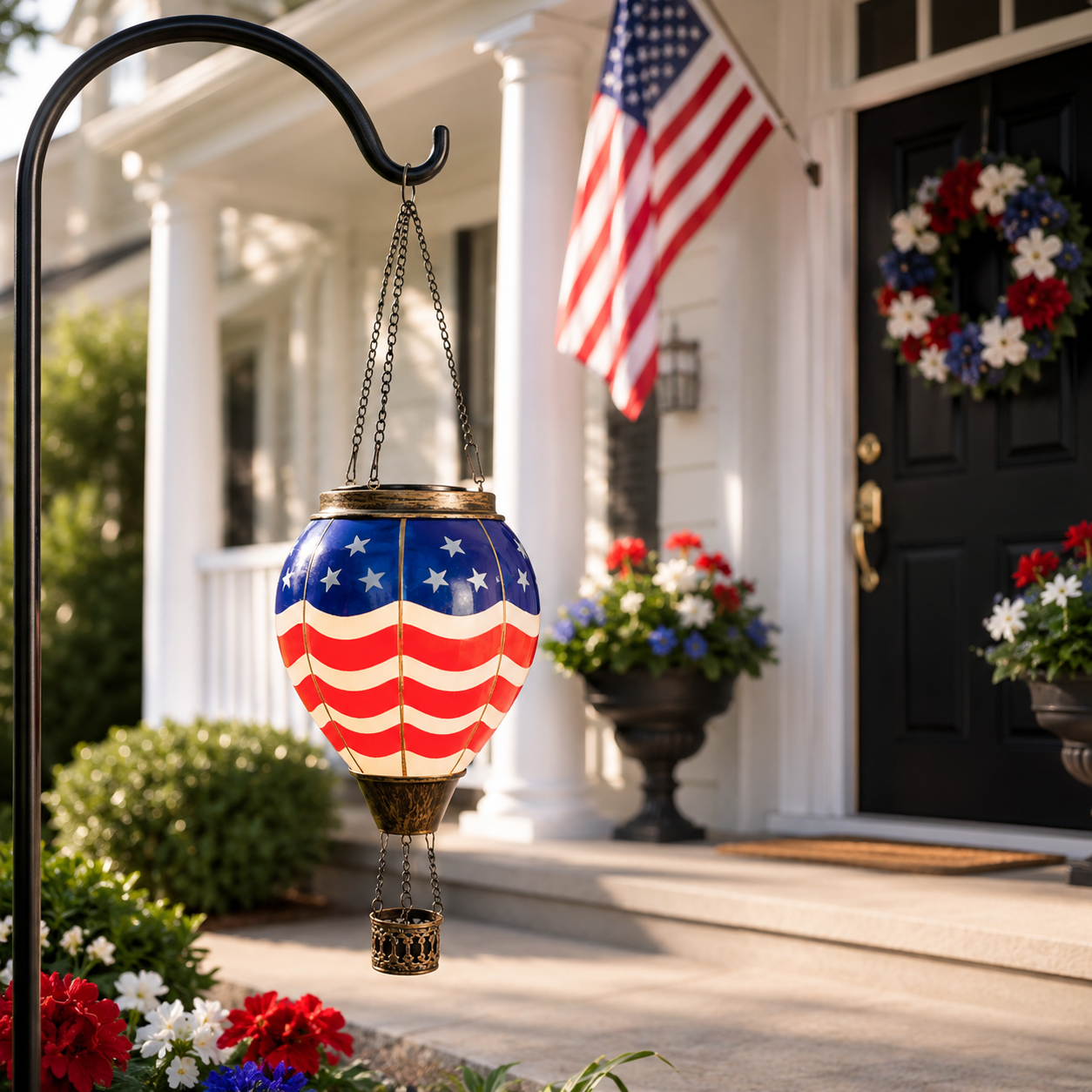 American Flag Hot Air Balloon Solar Lantern