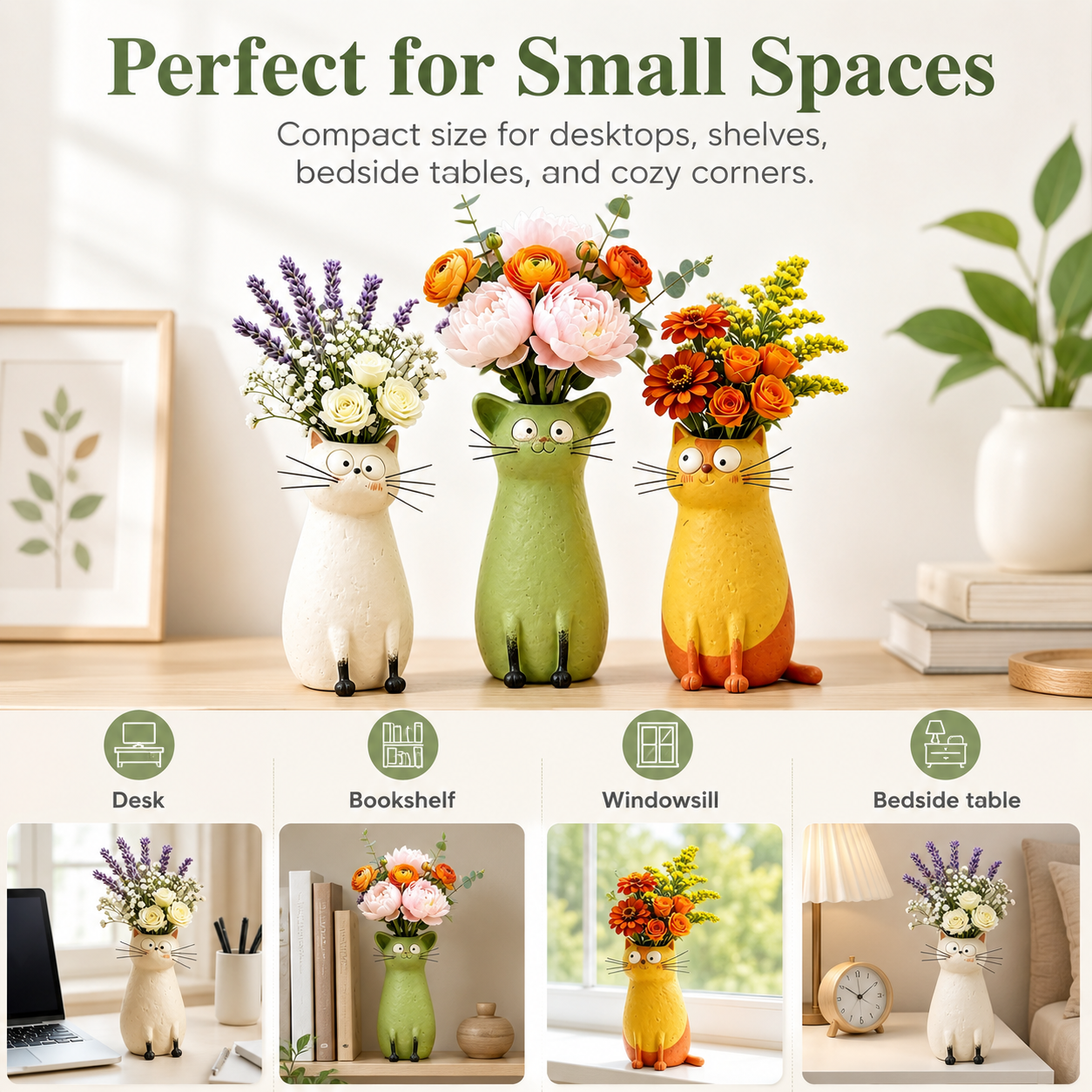 Whimsical Cat Vase Decor