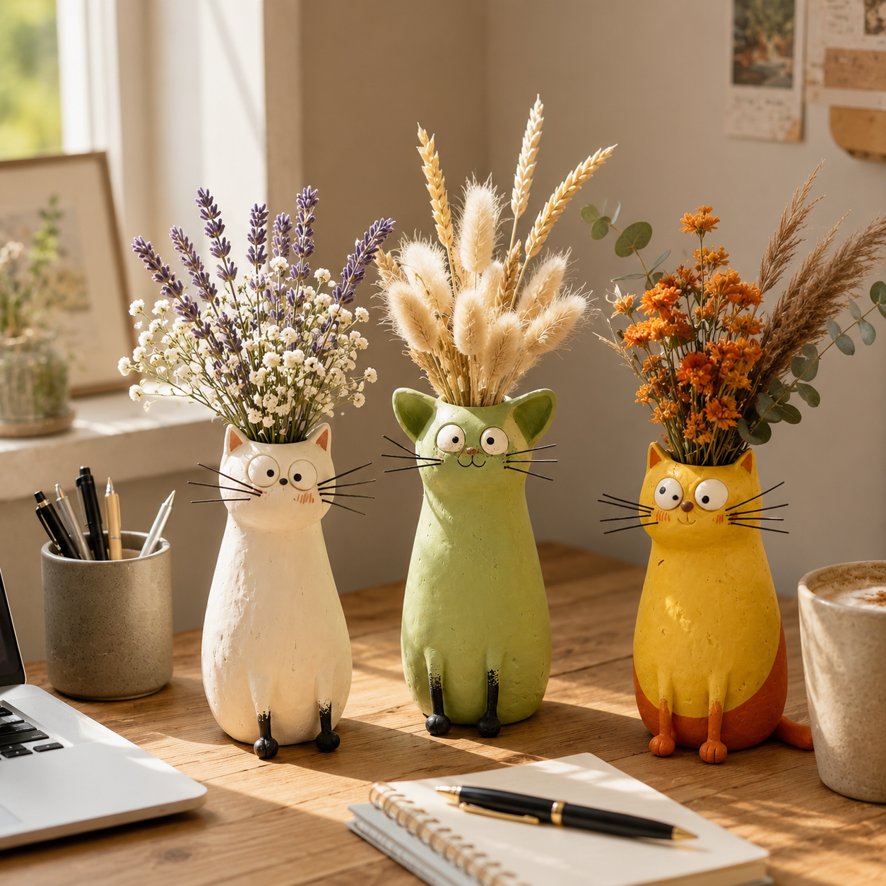Whimsical Cat Vase Decor