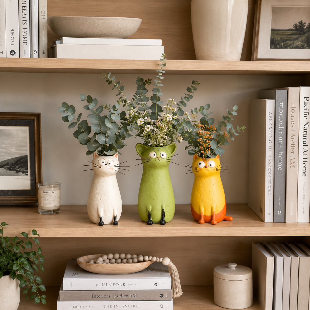 Whimsical Cat Vase Decor