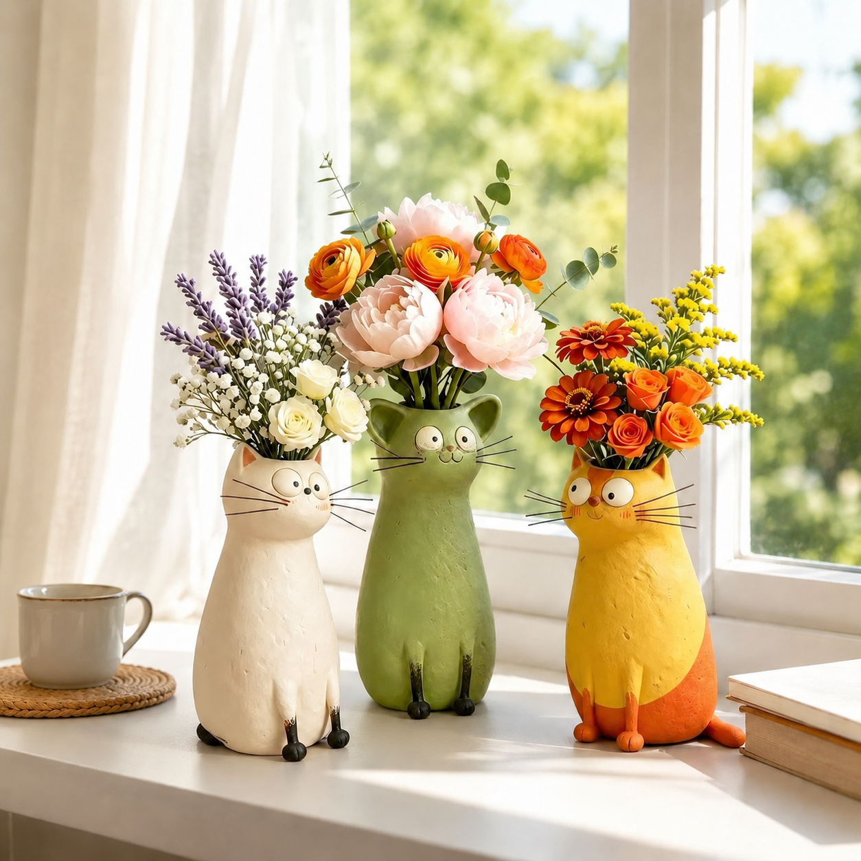 Whimsical Cat Vase Decor