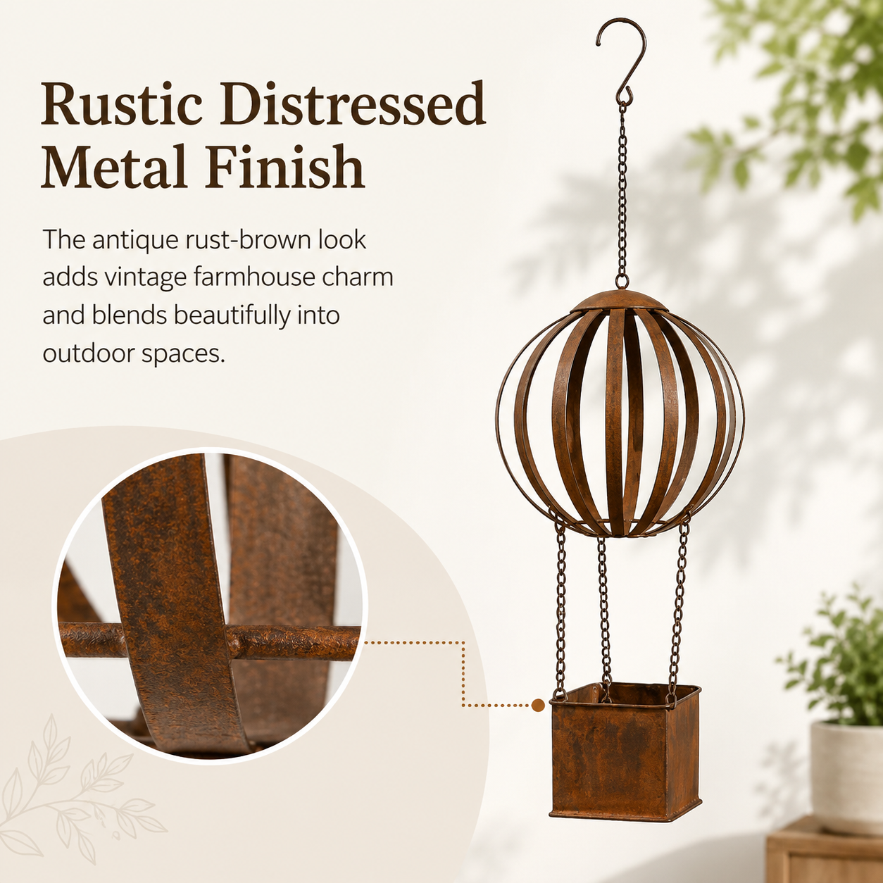 Vintage Hot Air Balloon Hanging Planter