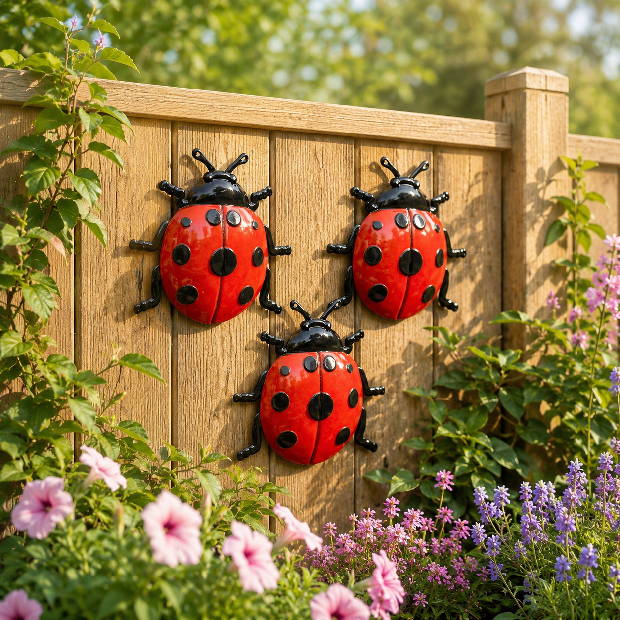 3 Pack Metal Ladybug Wall Decor
