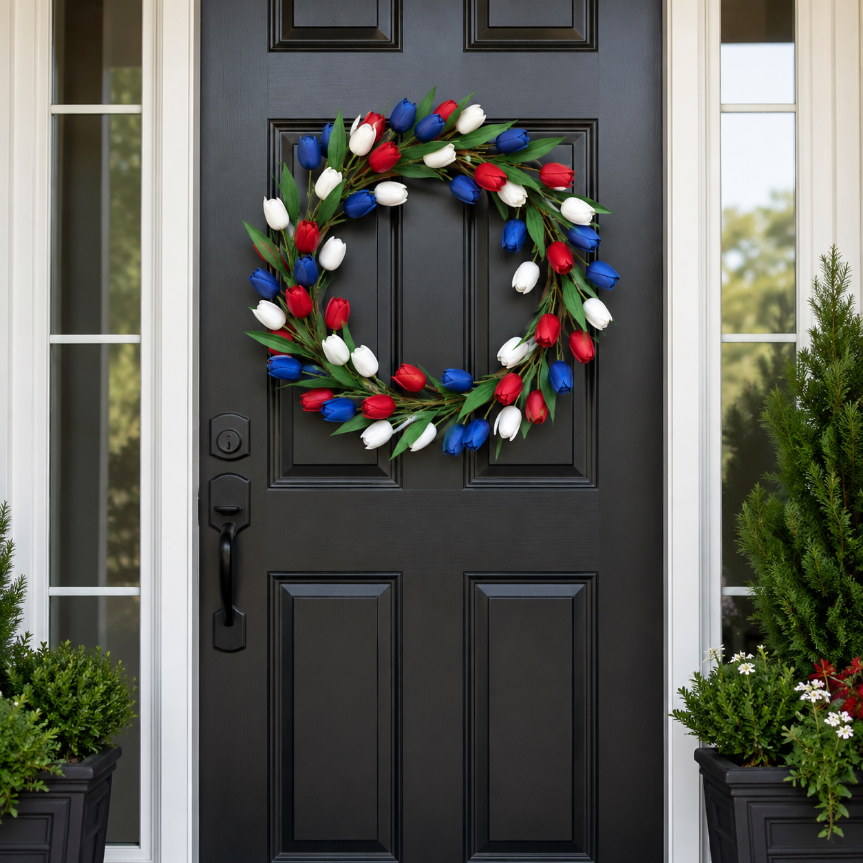 Patriotic-Themed Artificial Tulip Vine with Lights