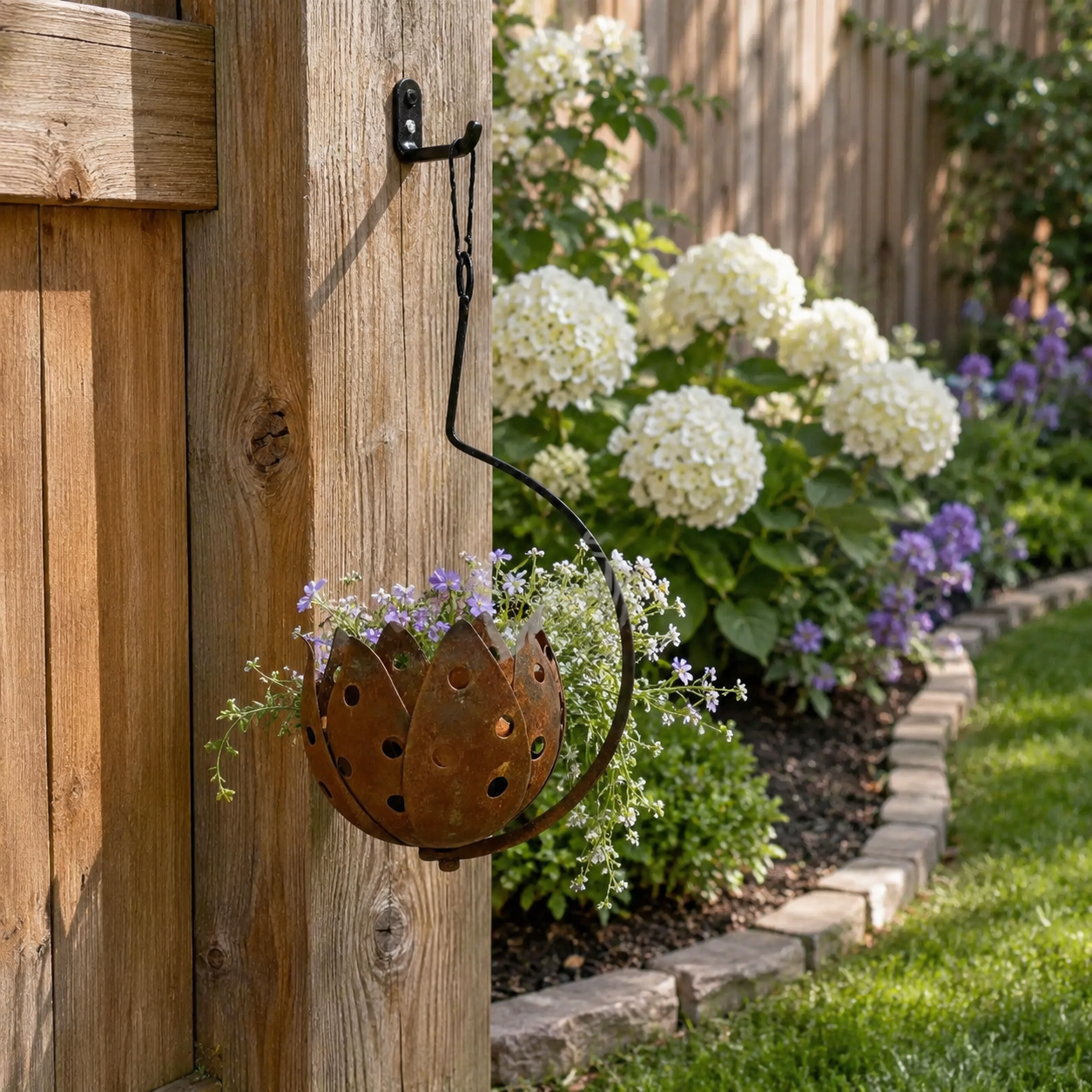 Rustic Hanging Metal Flower Pot