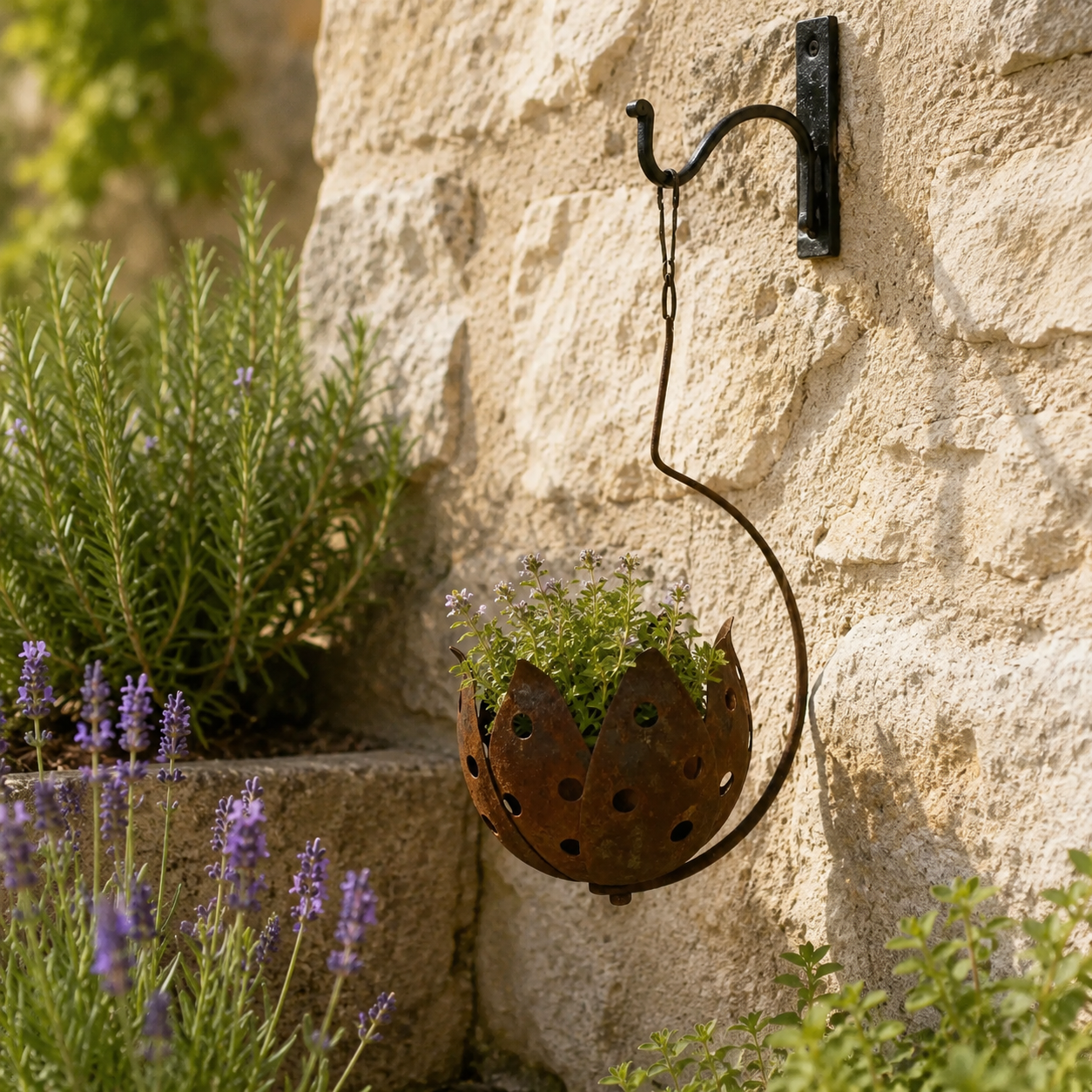 Rustic Hanging Metal Flower Pot