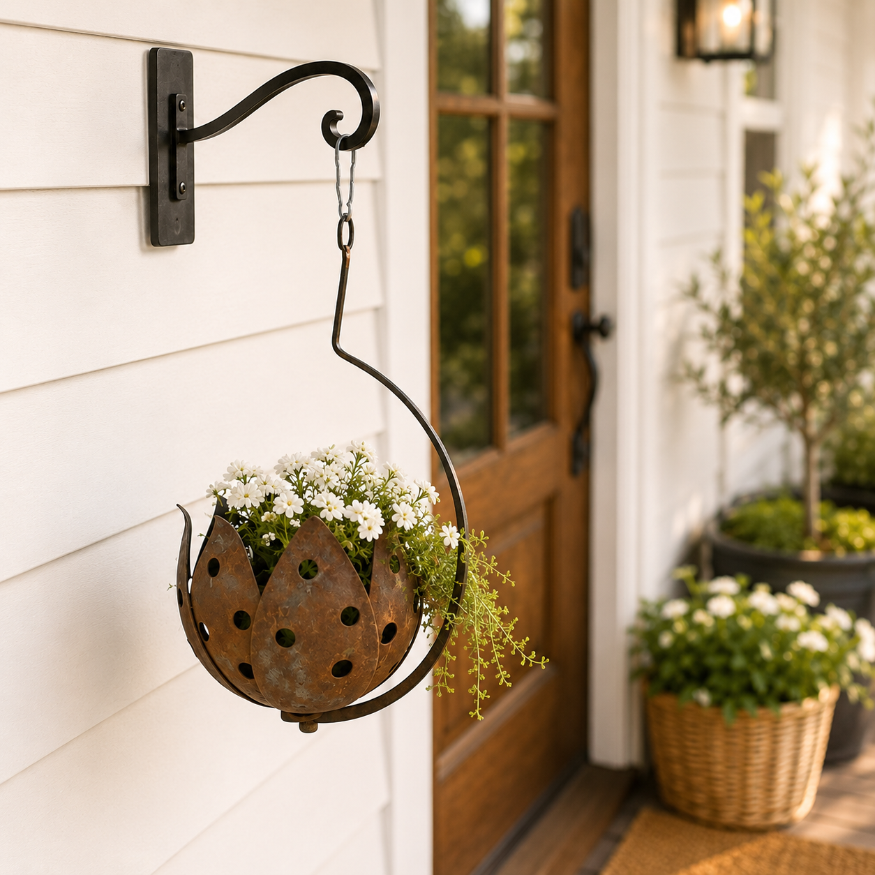 Rustic Hanging Metal Flower Pot