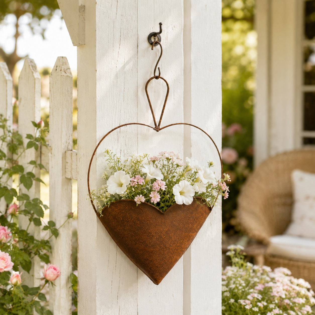 Rustic Heart Metal Hanging Planter