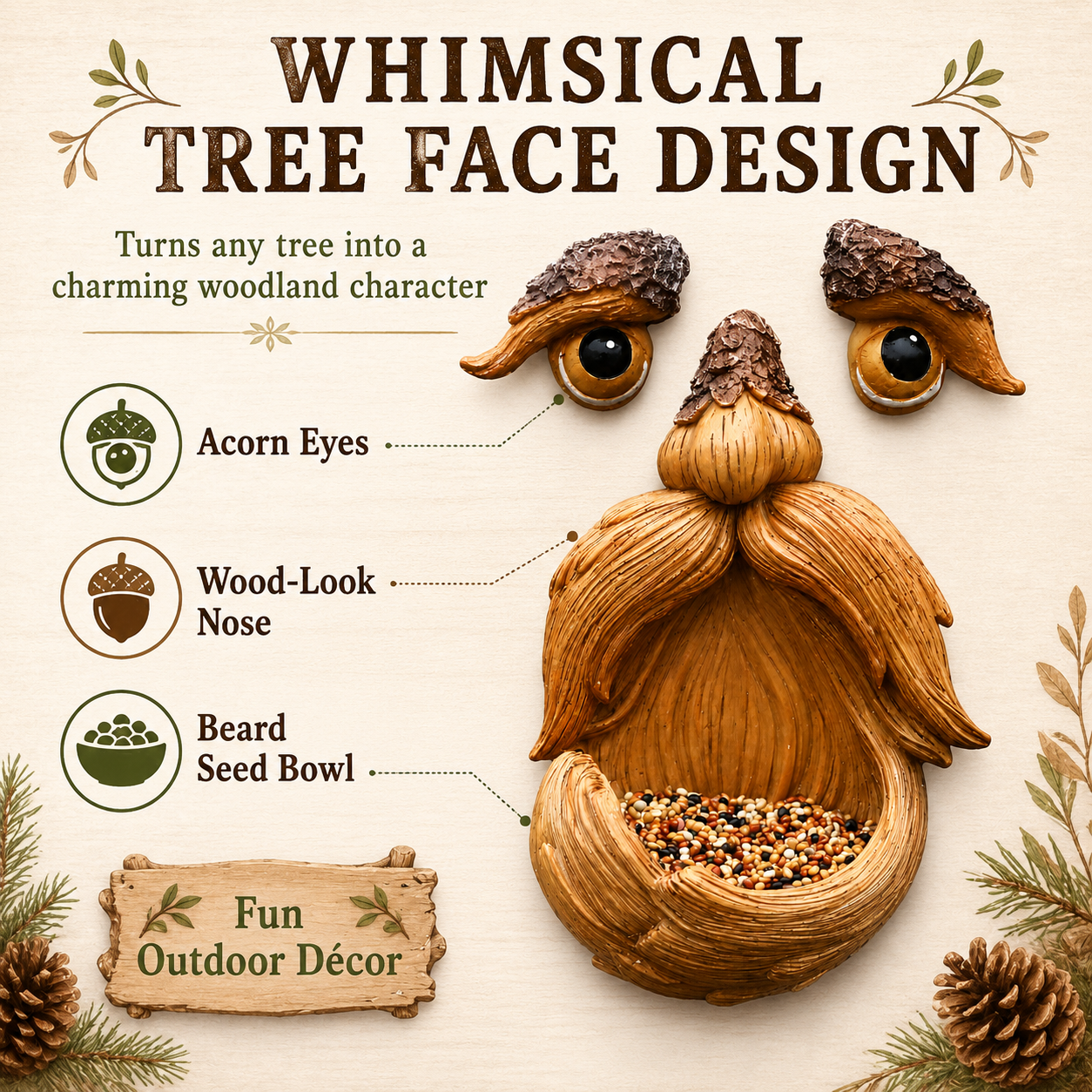 Whimsical Tree Face Bird Feeder