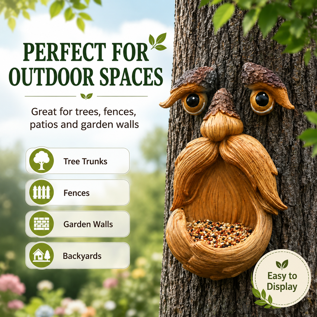Whimsical Tree Face Bird Feeder