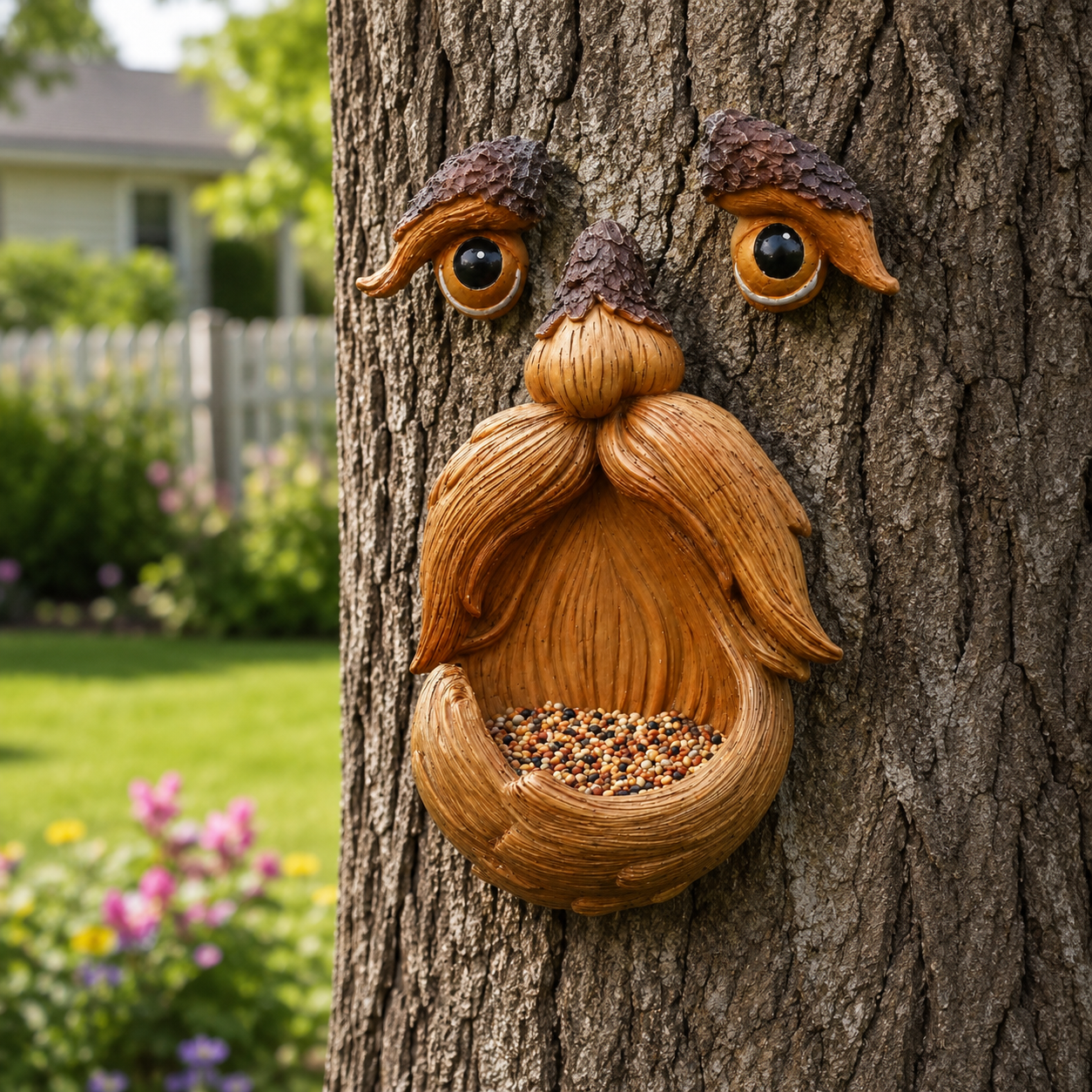Whimsical Tree Face Bird Feeder