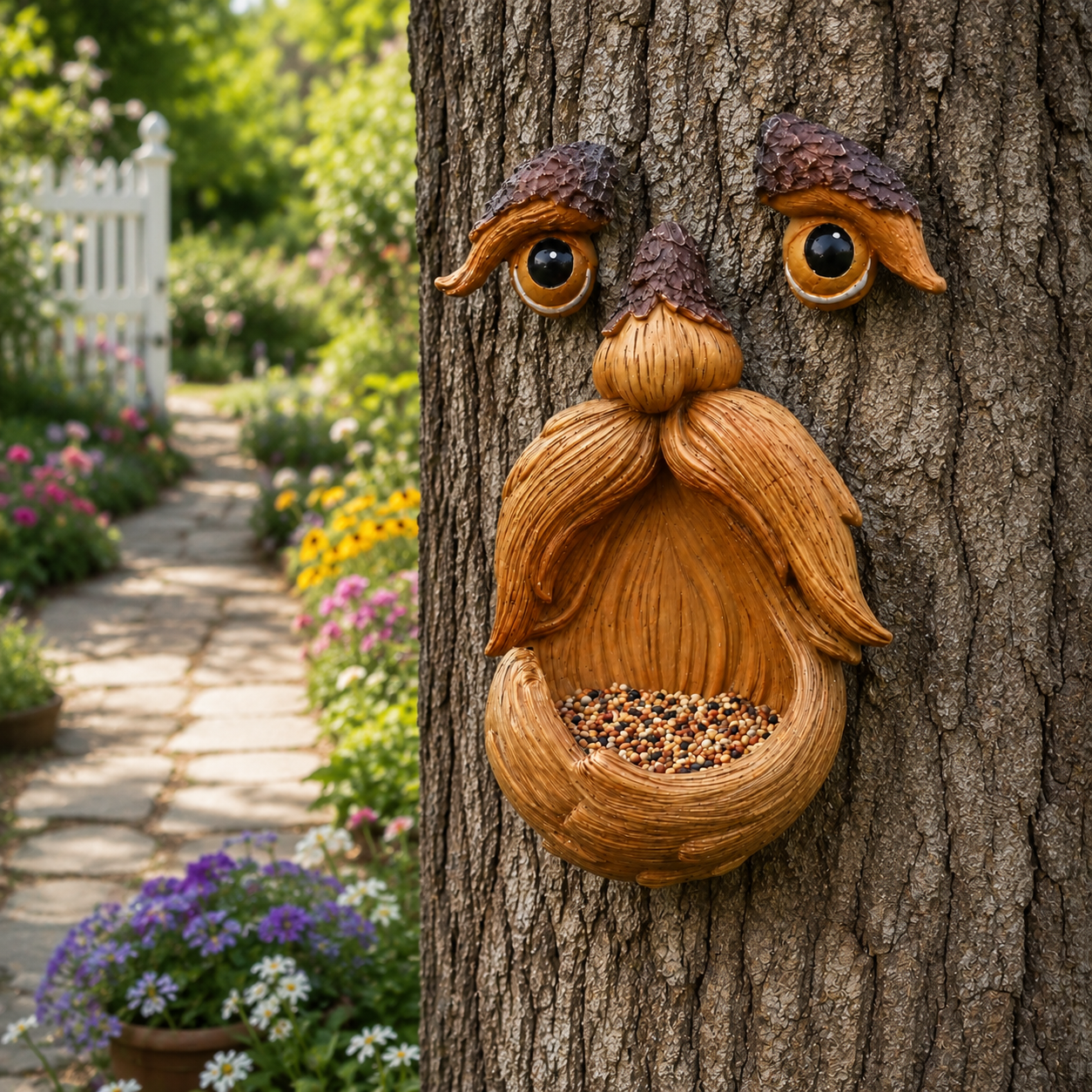 Whimsical Tree Face Bird Feeder