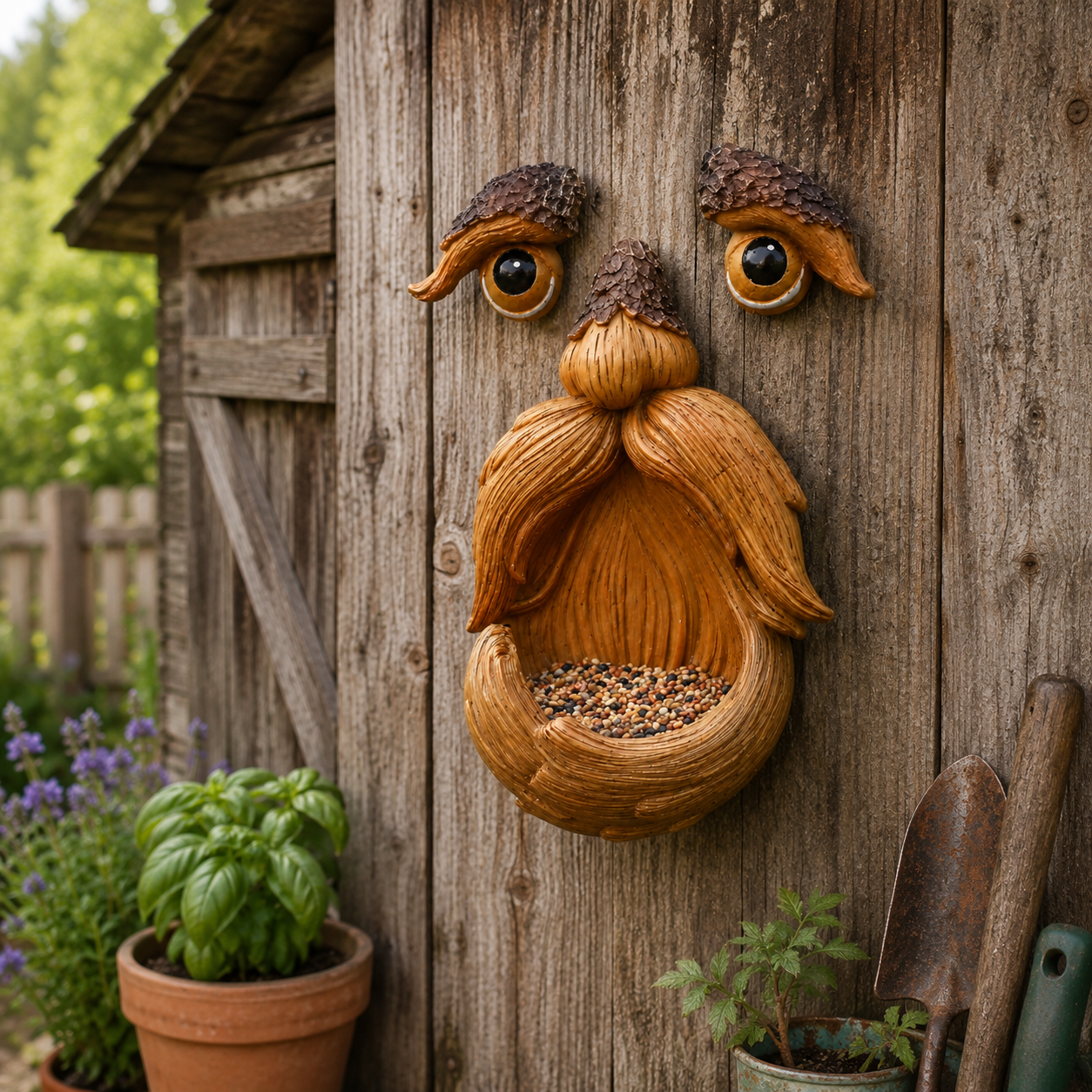 Whimsical Tree Face Bird Feeder