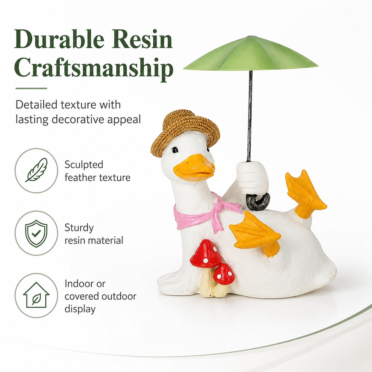 Whimsical Duck with Umbrella Garden Statue