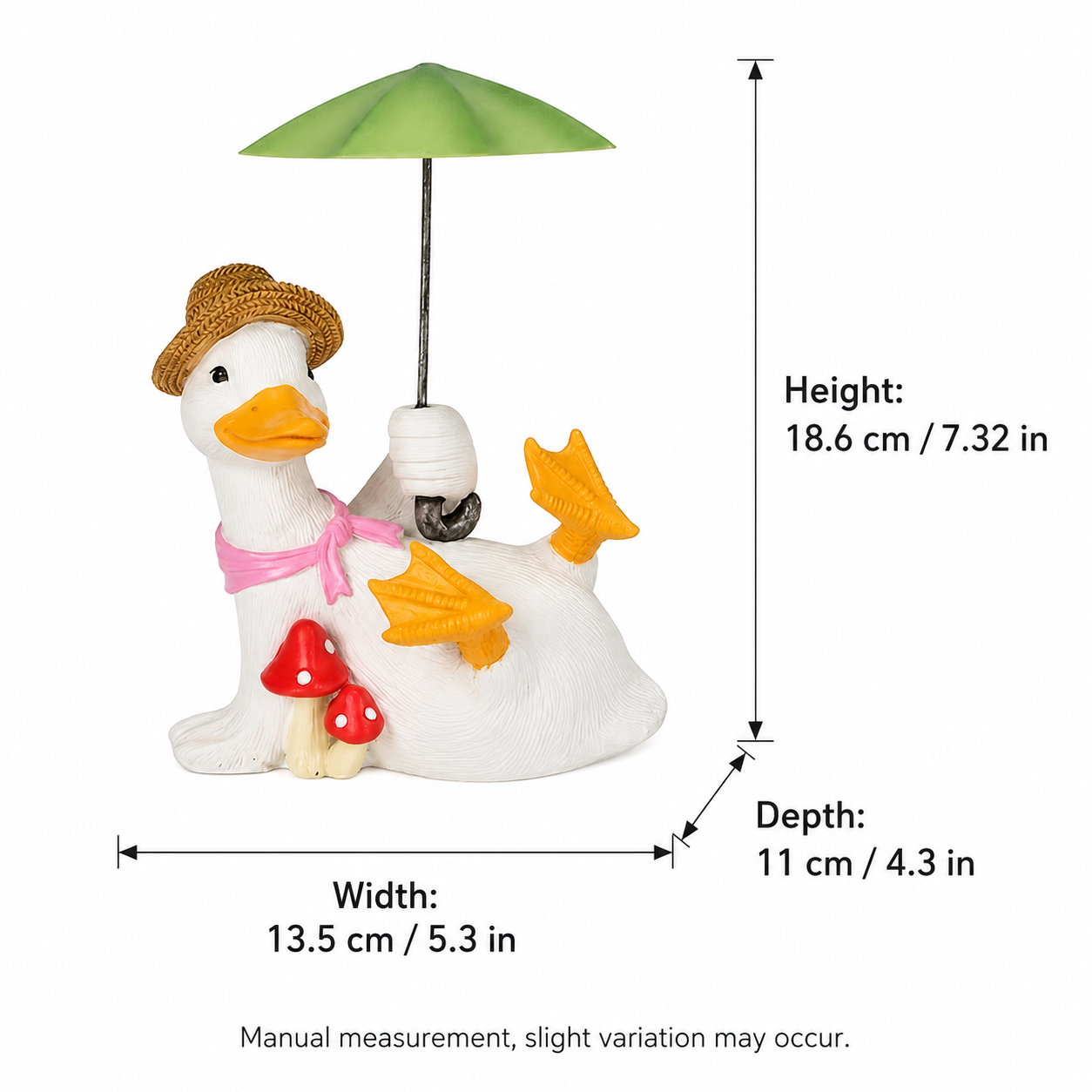 Whimsical Duck with Umbrella Garden Statue