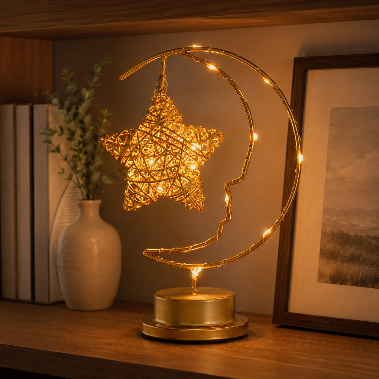 LED Smiling Crescent Moon Night Light
