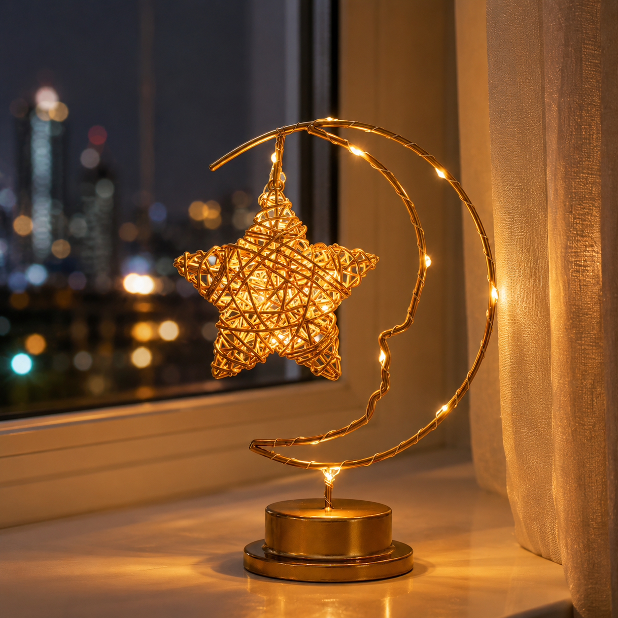 LED Smiling Crescent Moon Night Light