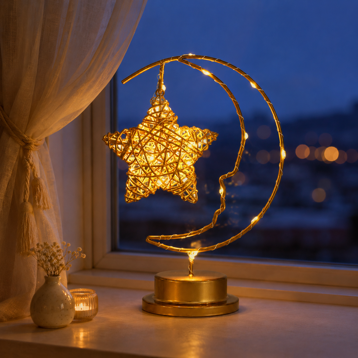 LED Smiling Crescent Moon Night Light