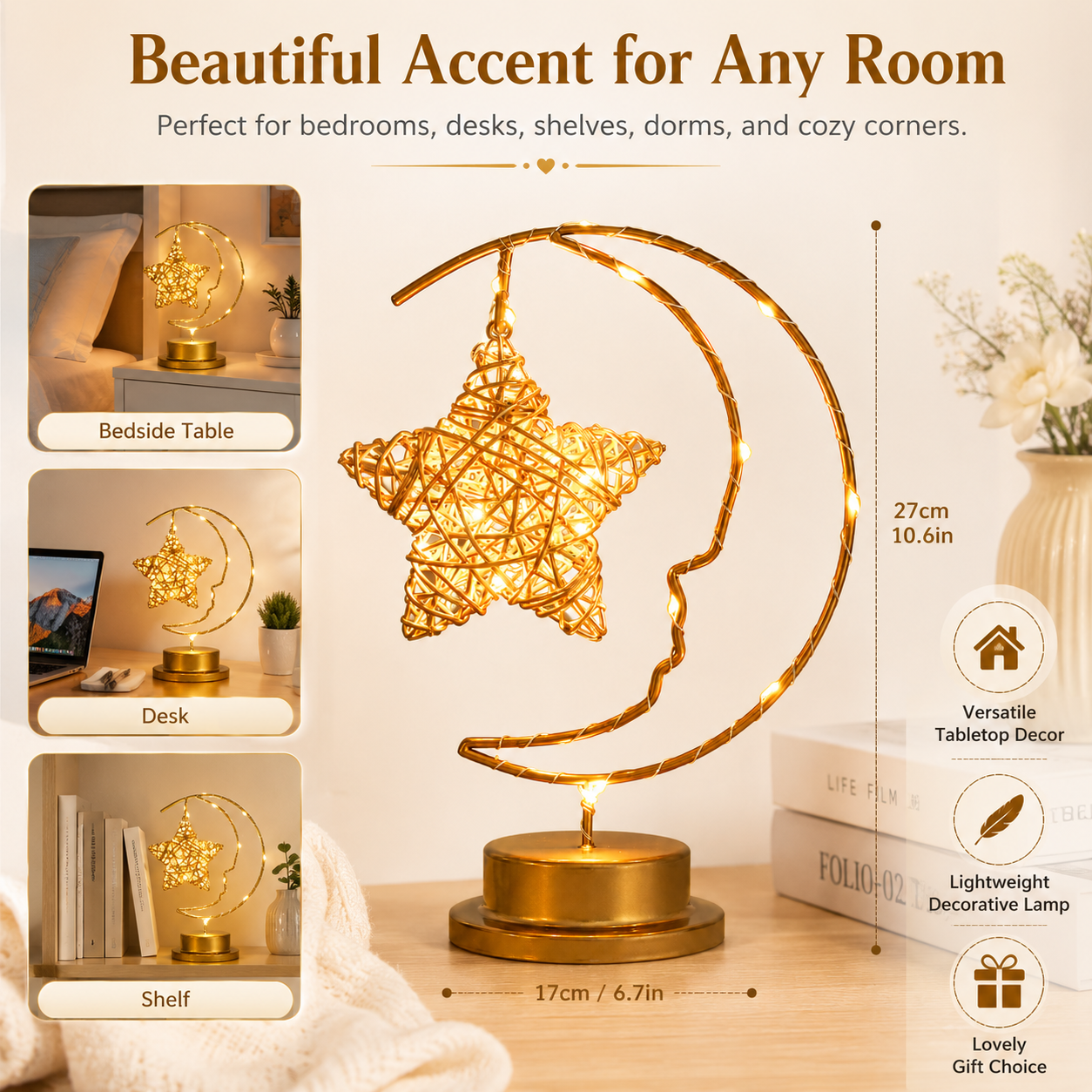 LED Smiling Crescent Moon Night Light