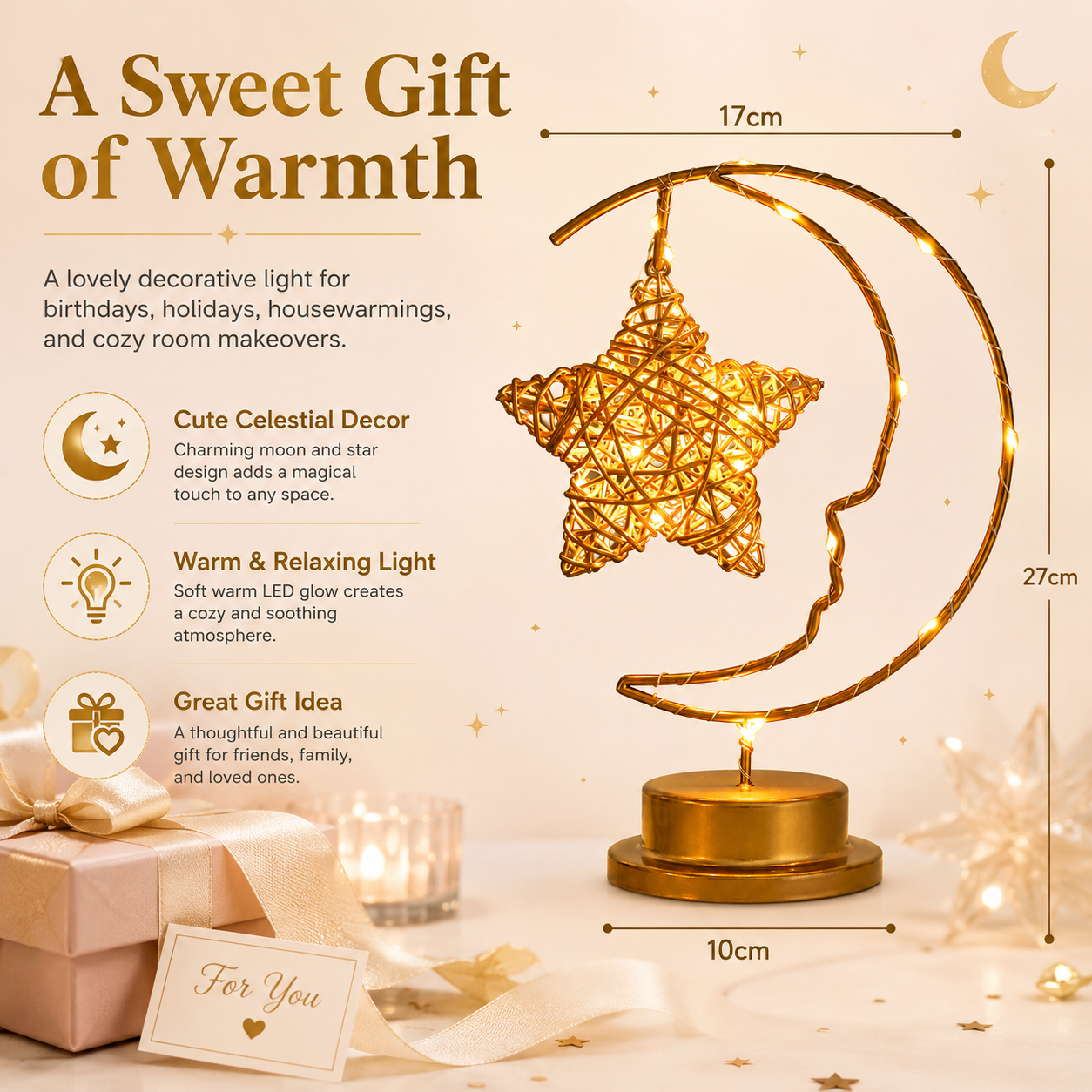 LED Smiling Crescent Moon Night Light