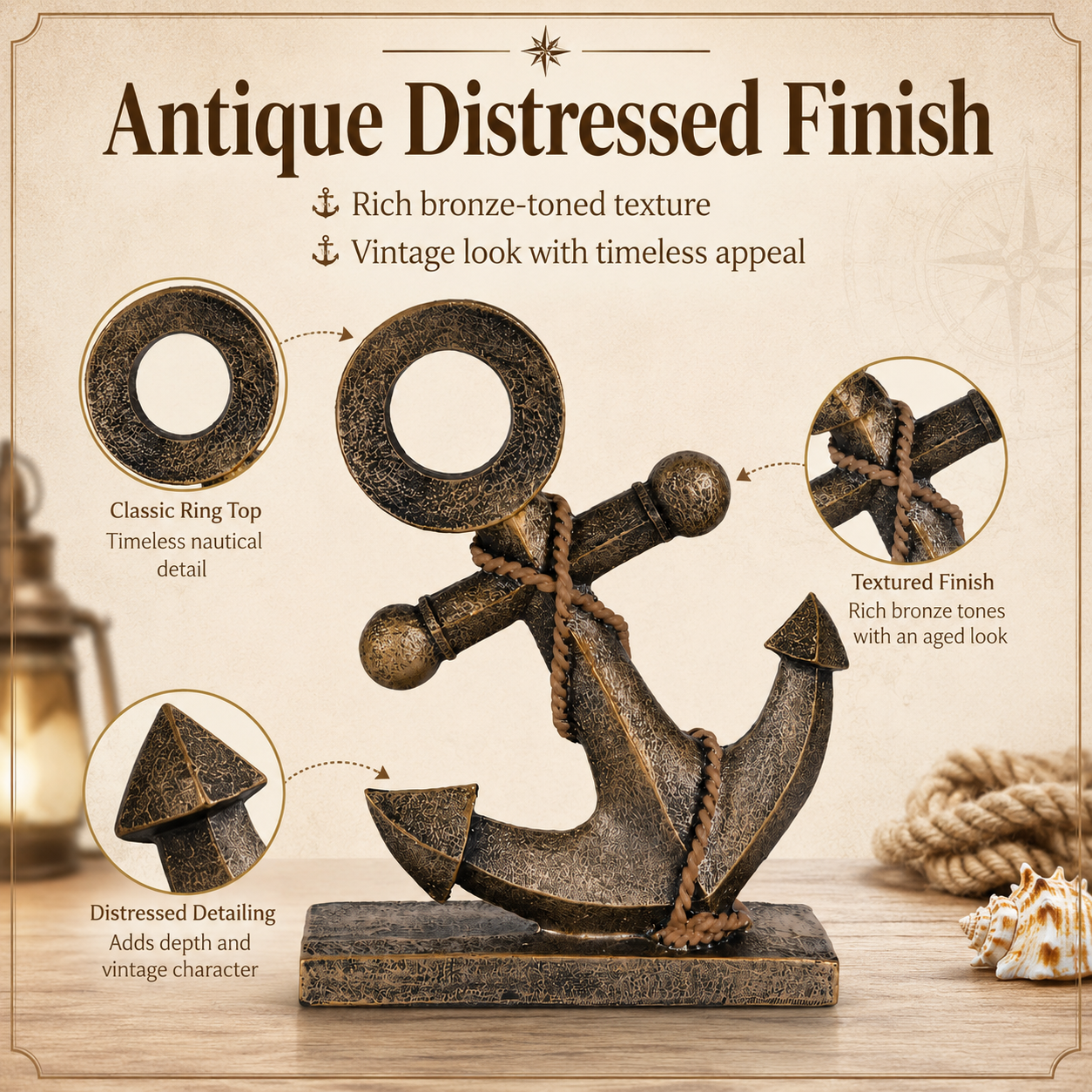 Retro Nautical Anchor Ornament