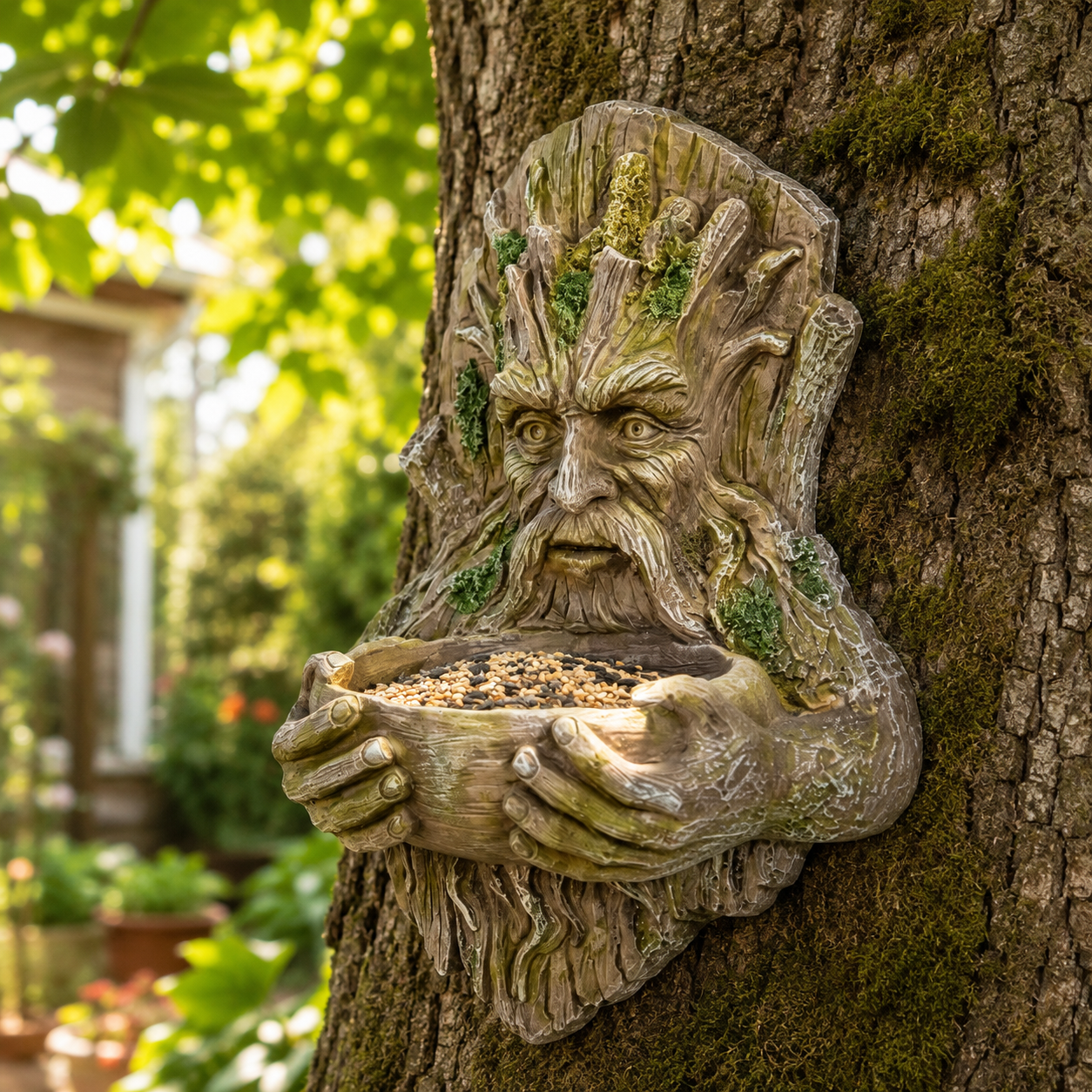 Resin Tree Face Bird Feeder