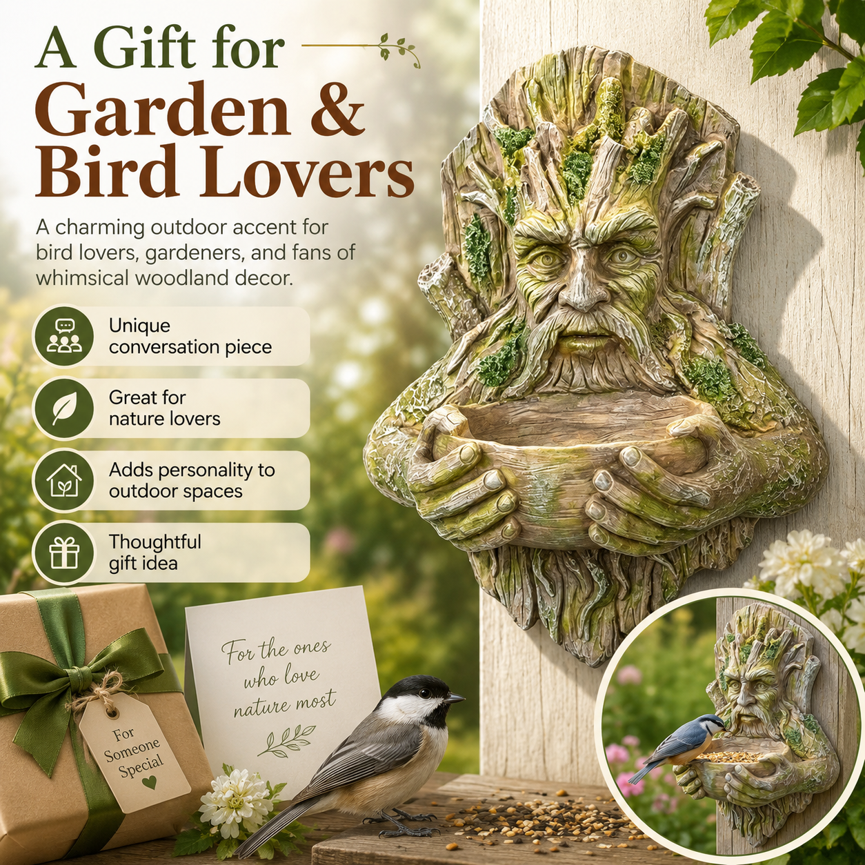 Resin Tree Face Bird Feeder