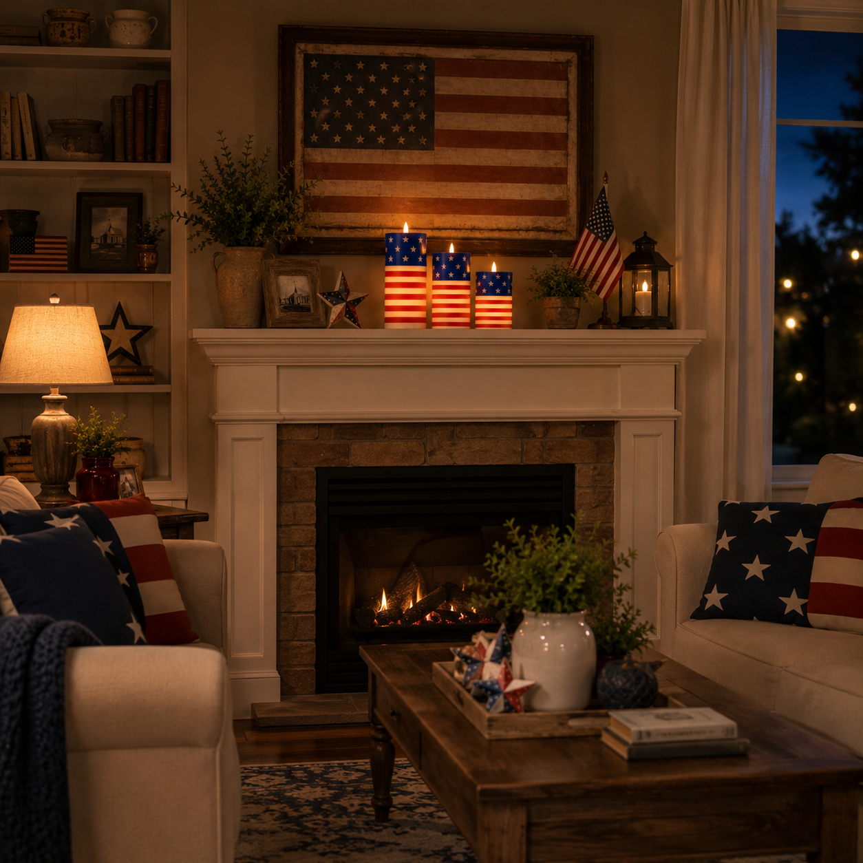 3PCS American Flag Flameless Candles with Moving Flame