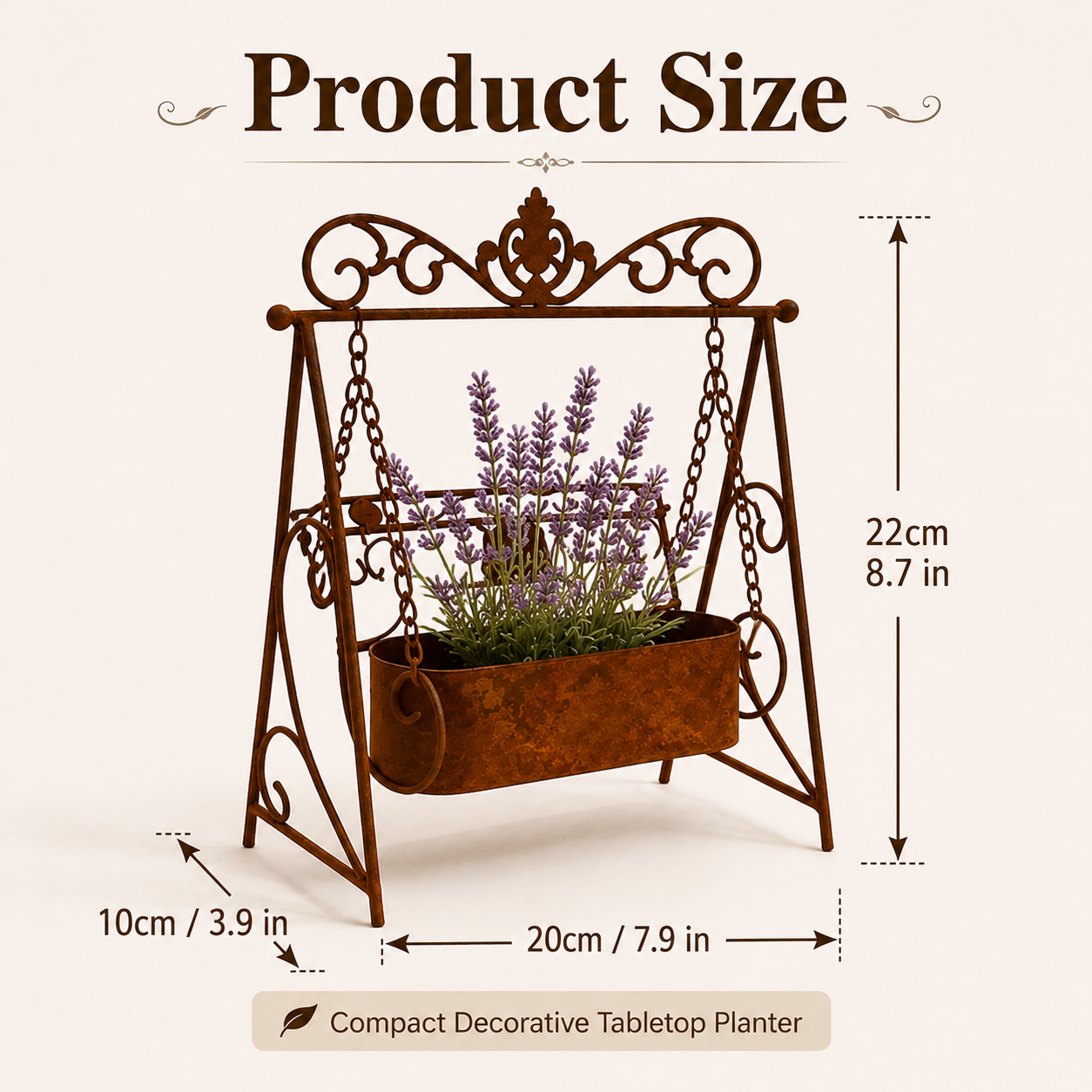 Rustic Metal Swing Chair Planter