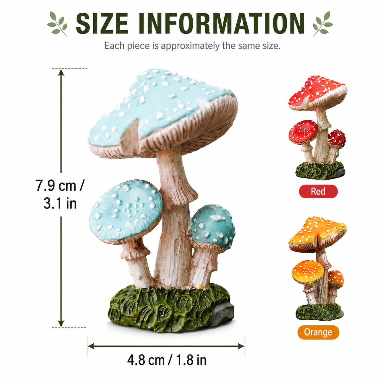 3-Piece Mini Mushroom Figurine Set