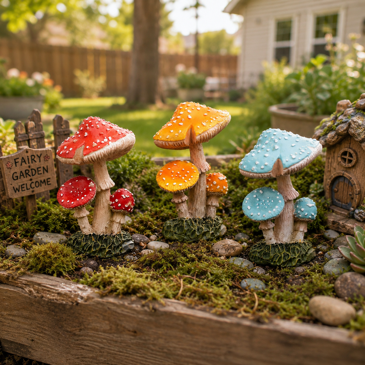 3-Piece Mini Mushroom Figurine Set