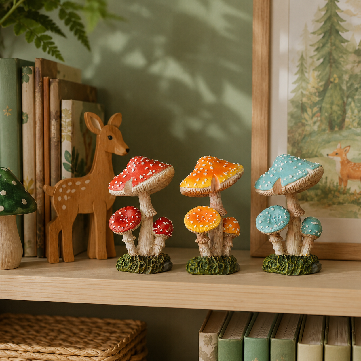 3-Piece Mini Mushroom Figurine Set