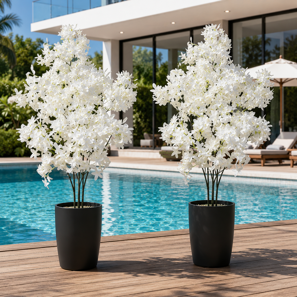 Large White Artificial Lilac Flower Branch