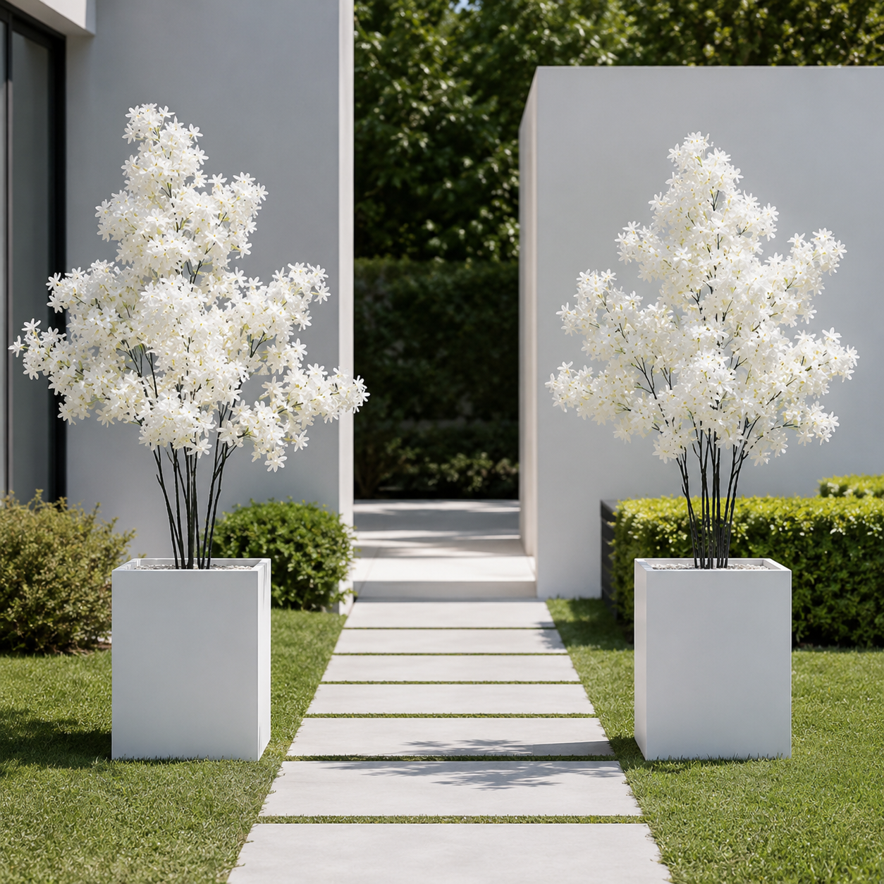 Large White Artificial Lilac Flower Branch