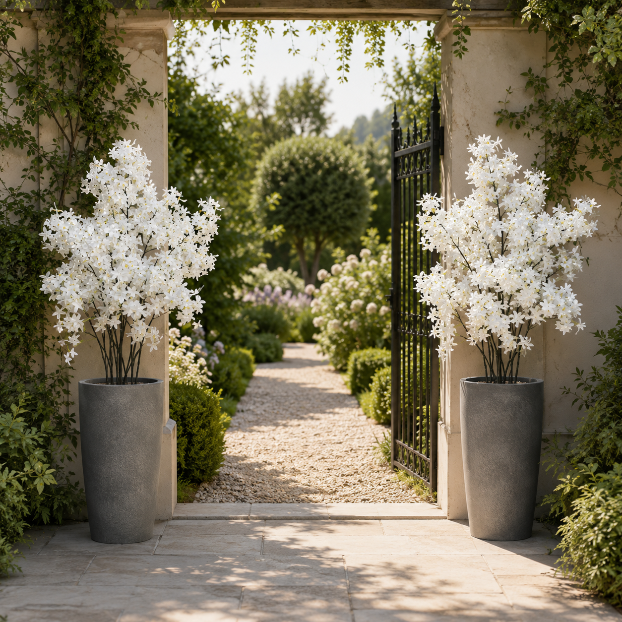 Large White Artificial Lilac Flower Branch