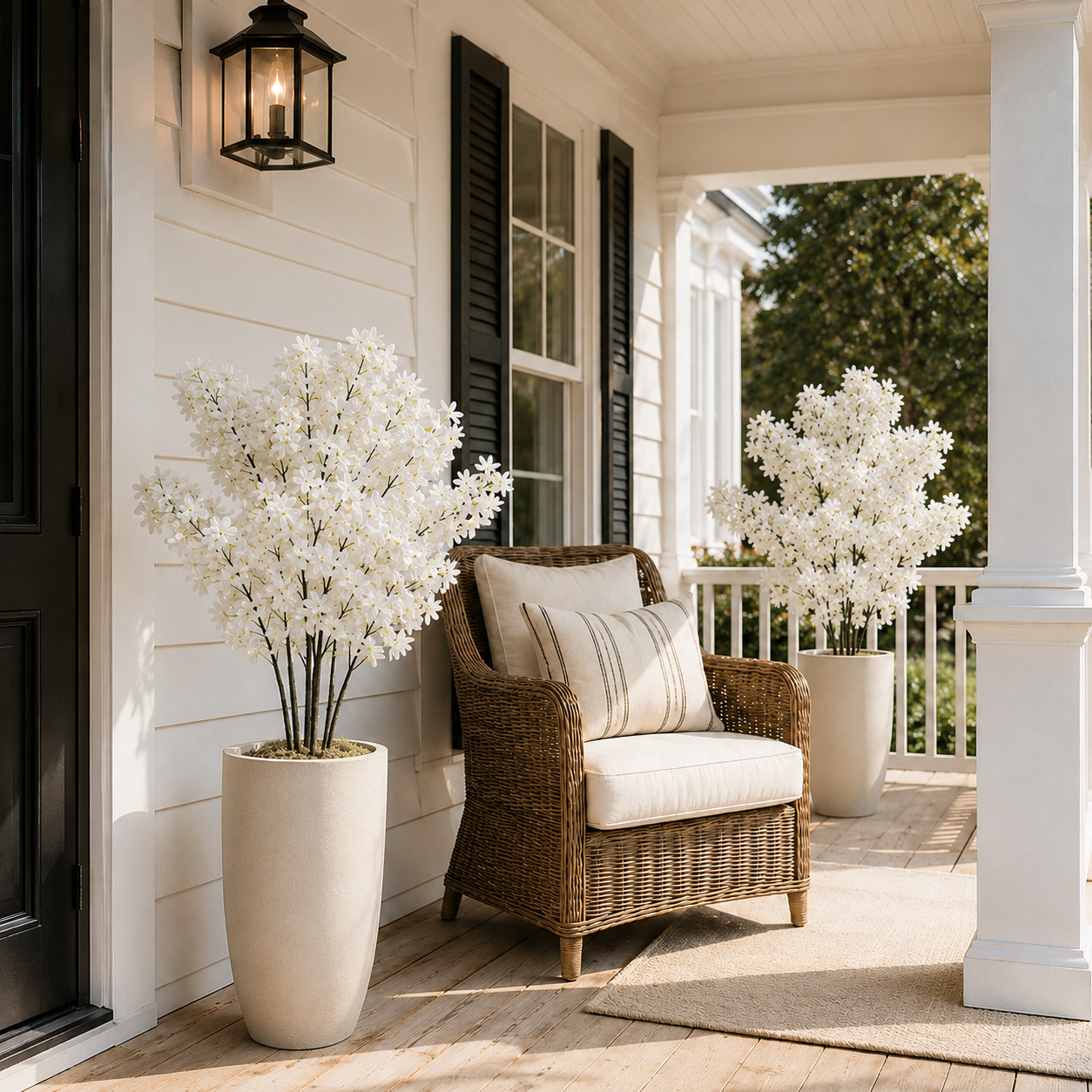 Large White Artificial Lilac Flower Branch