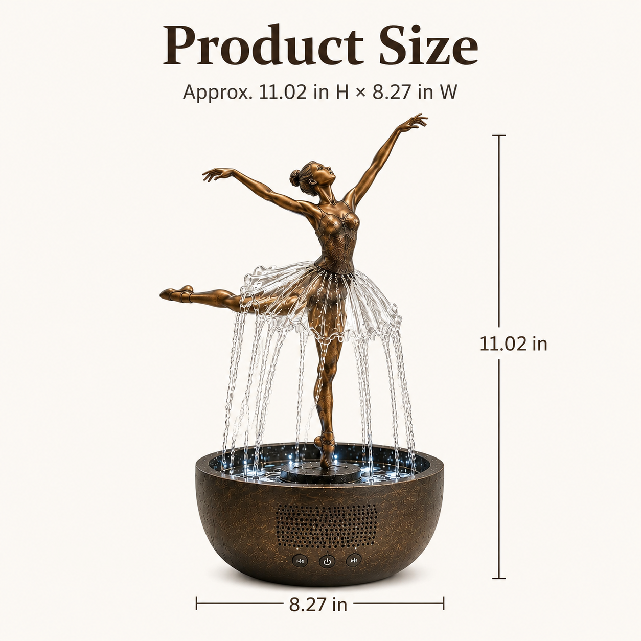 Ballerina Water Fountain with Bluetooth Speaker & LED Lights