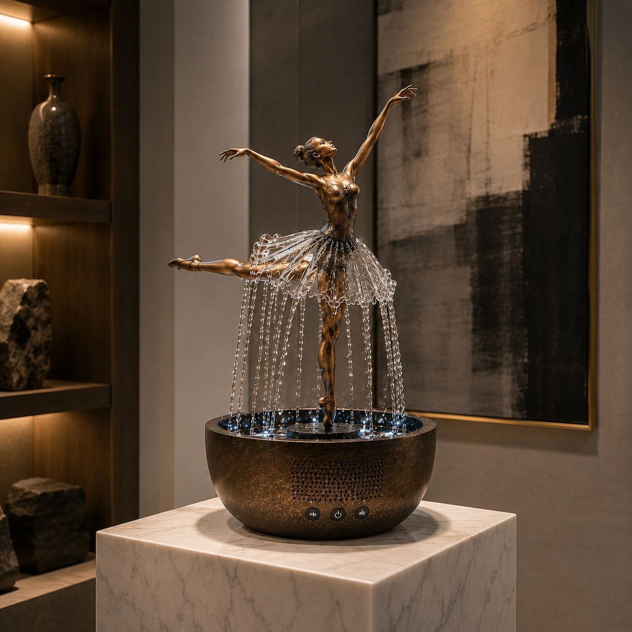 Ballerina Water Fountain with Bluetooth Speaker & LED Lights