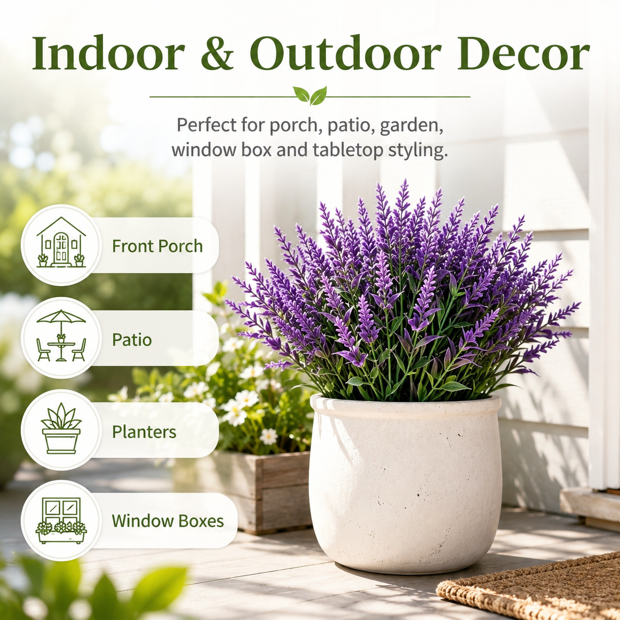 12-Piece Artificial Lavender Flowers for Outdoors