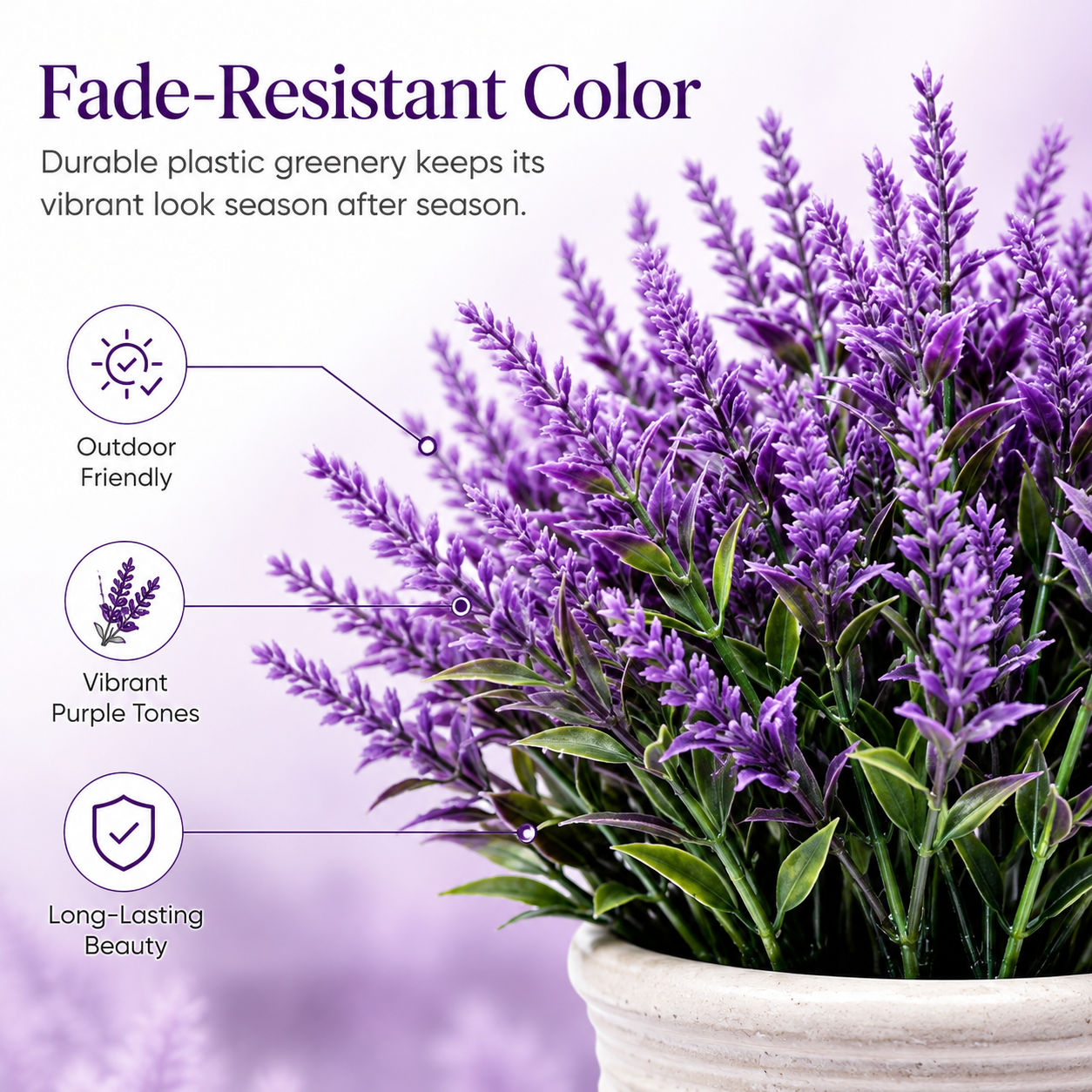 12-Piece Artificial Lavender Flowers for Outdoors