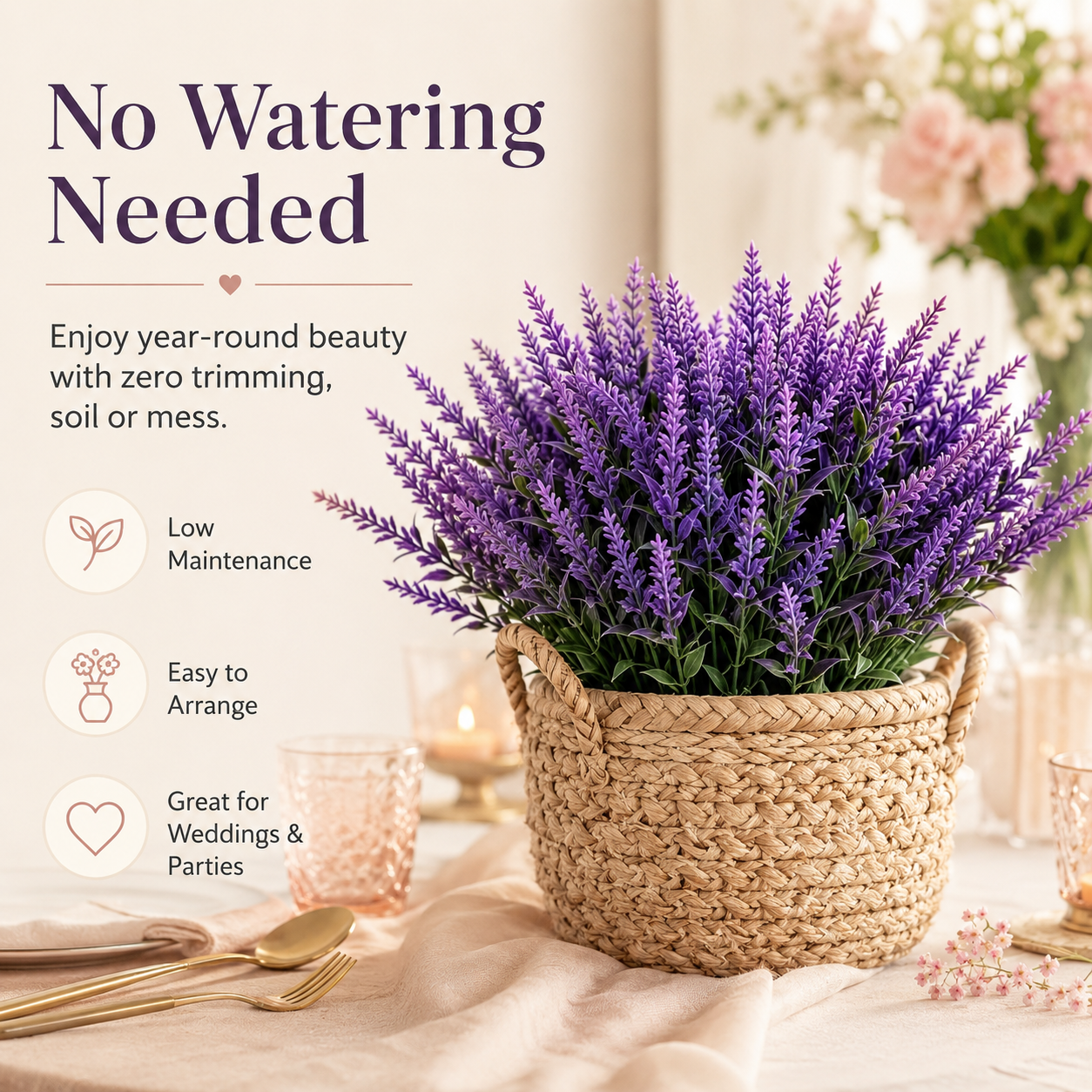 12-Piece Artificial Lavender Flowers for Outdoors