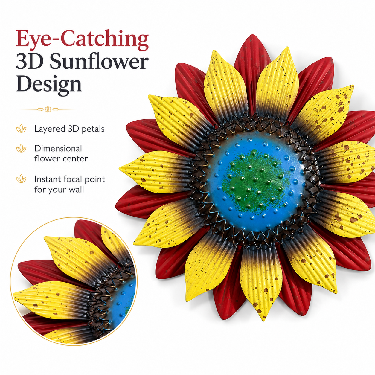 3D Metal Sunflower Wall Decor
