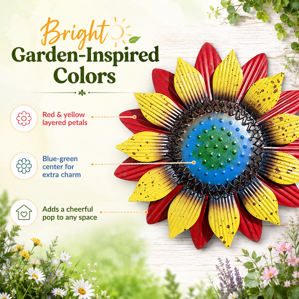 3D Metal Sunflower Wall Decor