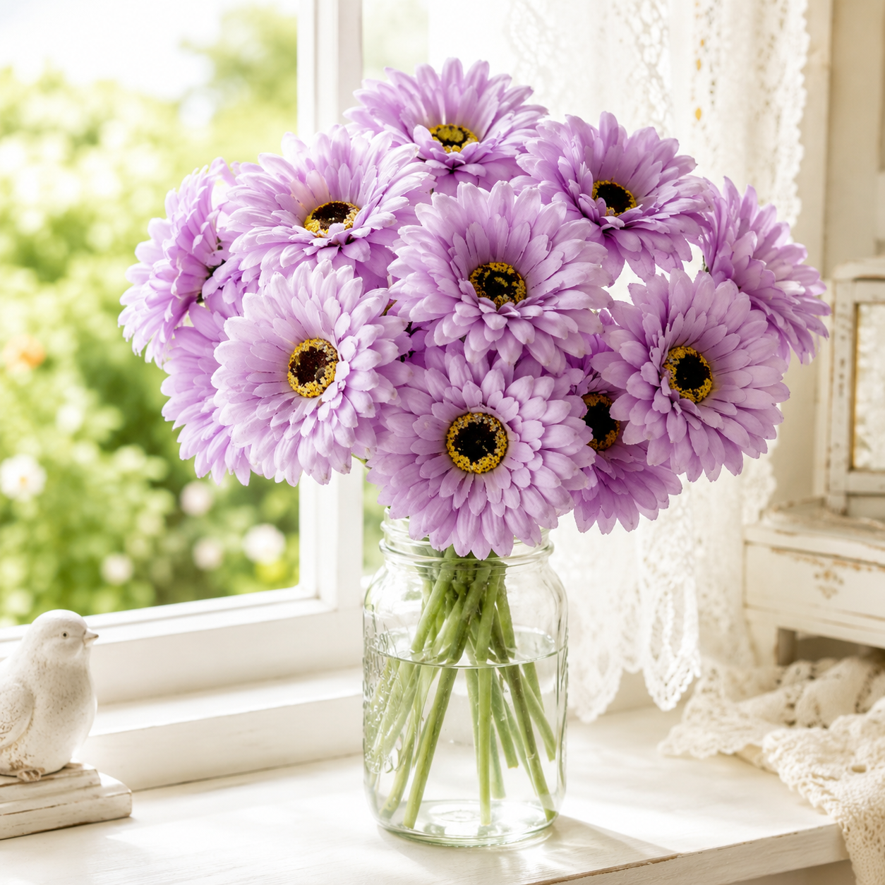 12 Pcs Lavender Faux Daisy Silk Flowers with Stems