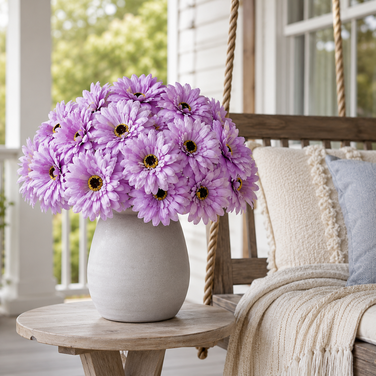 12 Pcs Lavender Faux Daisy Silk Flowers with Stems