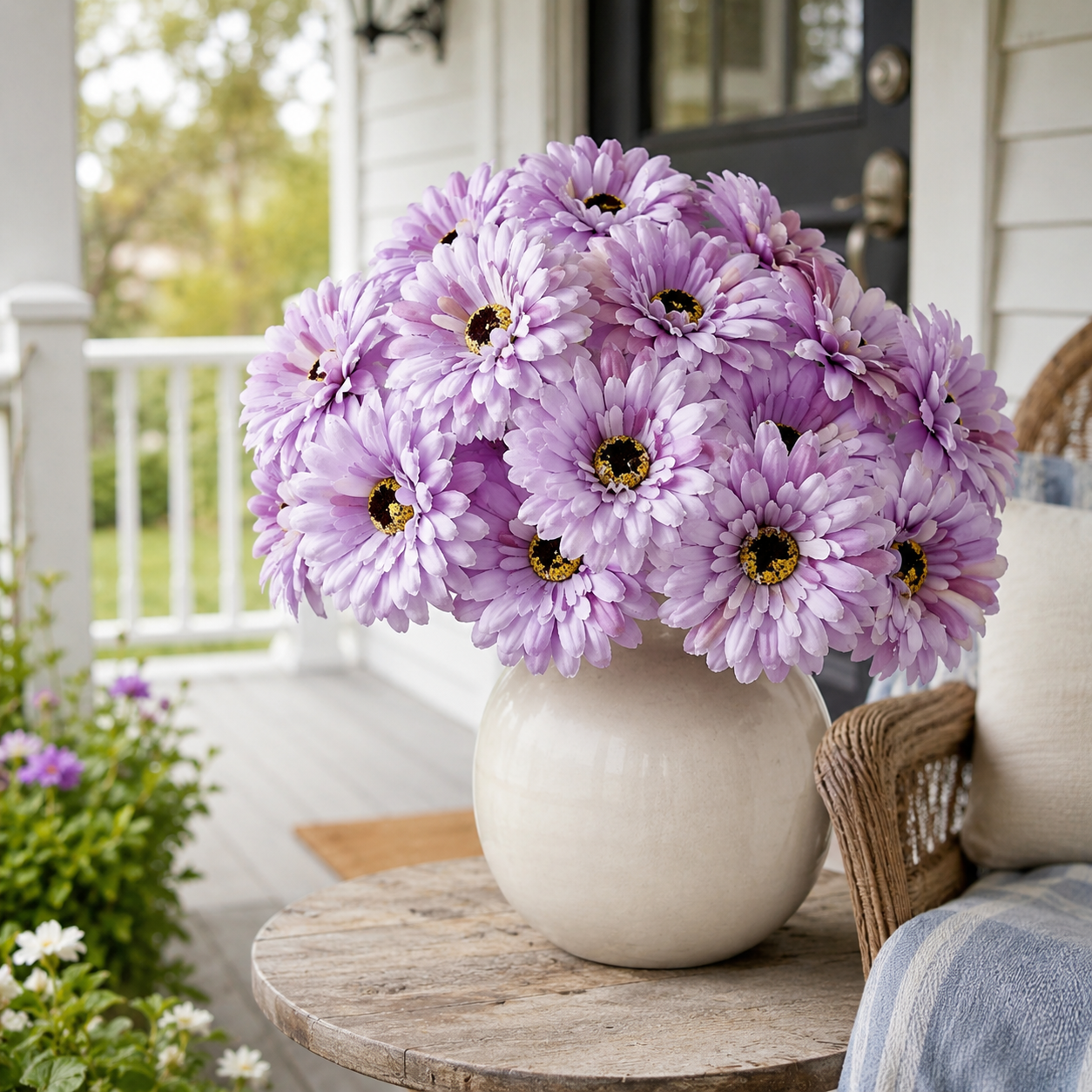 12 Pcs Lavender Faux Daisy Silk Flowers with Stems